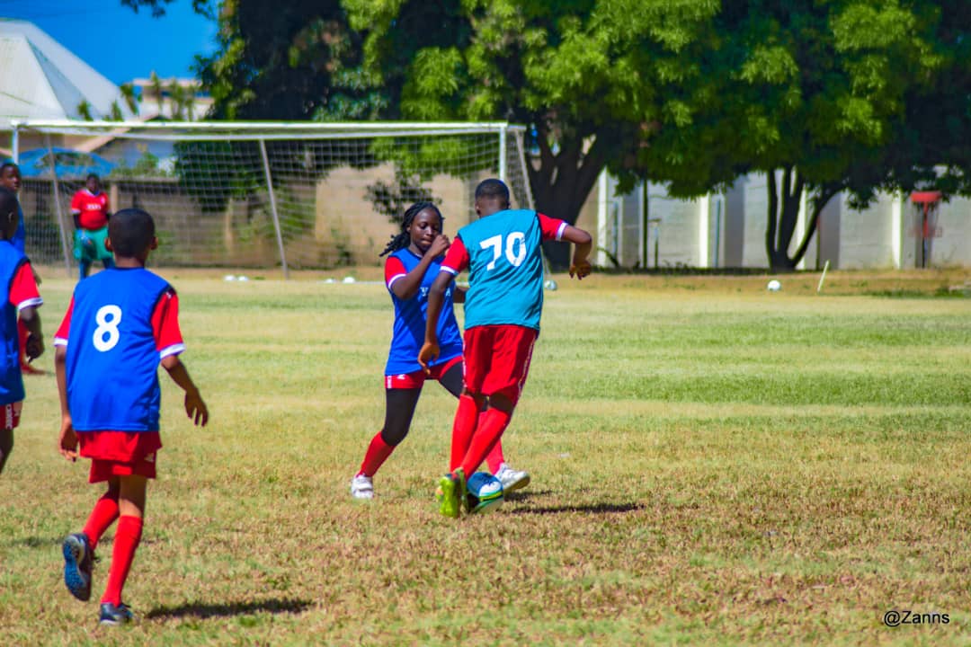 Boys and girls competing together in a YAFA schools session